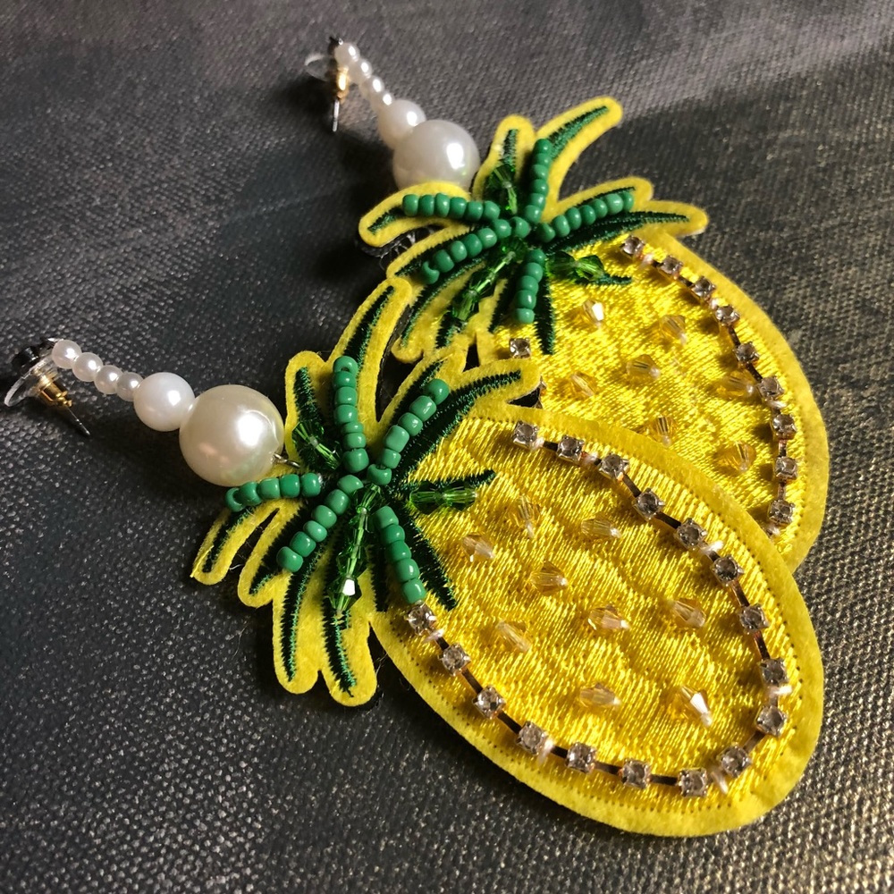 Blinged Out Pineapple Statement earring in yellow